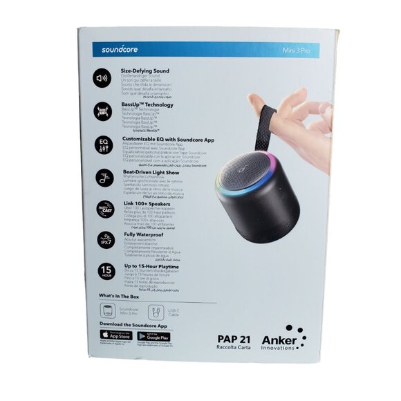 Soundcore by Anker Mini 3 Pro Portable Waterproof Bluetooth Speaker Black - Picture 6 of 6